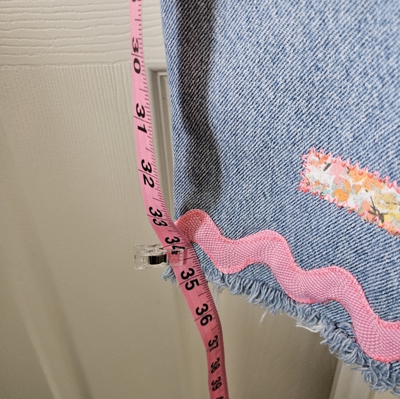 Women's Blue Denim Overalls with Colorful Patches - Picture 14 of 15